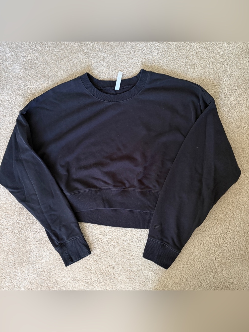 Women's Black Crewneck Crop Sweater